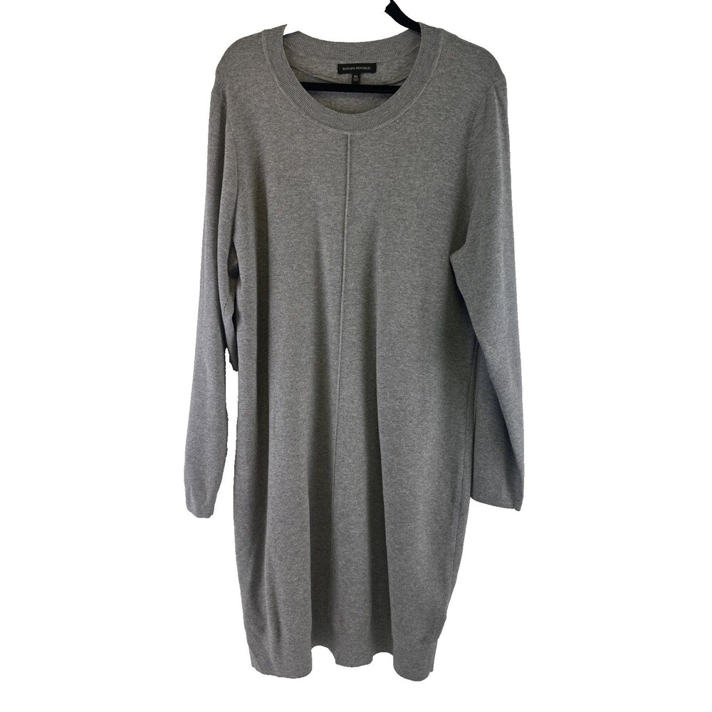 Banana Republic Long Sleeve Serene Sweater Dress Gray Cocoon Stretch Womens XL